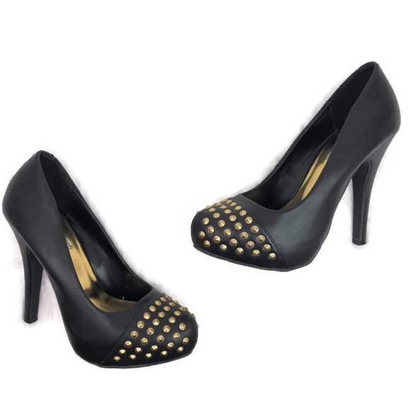 Olsenboye Otango 7.5 black studded toe heels - Picture 1 of 8